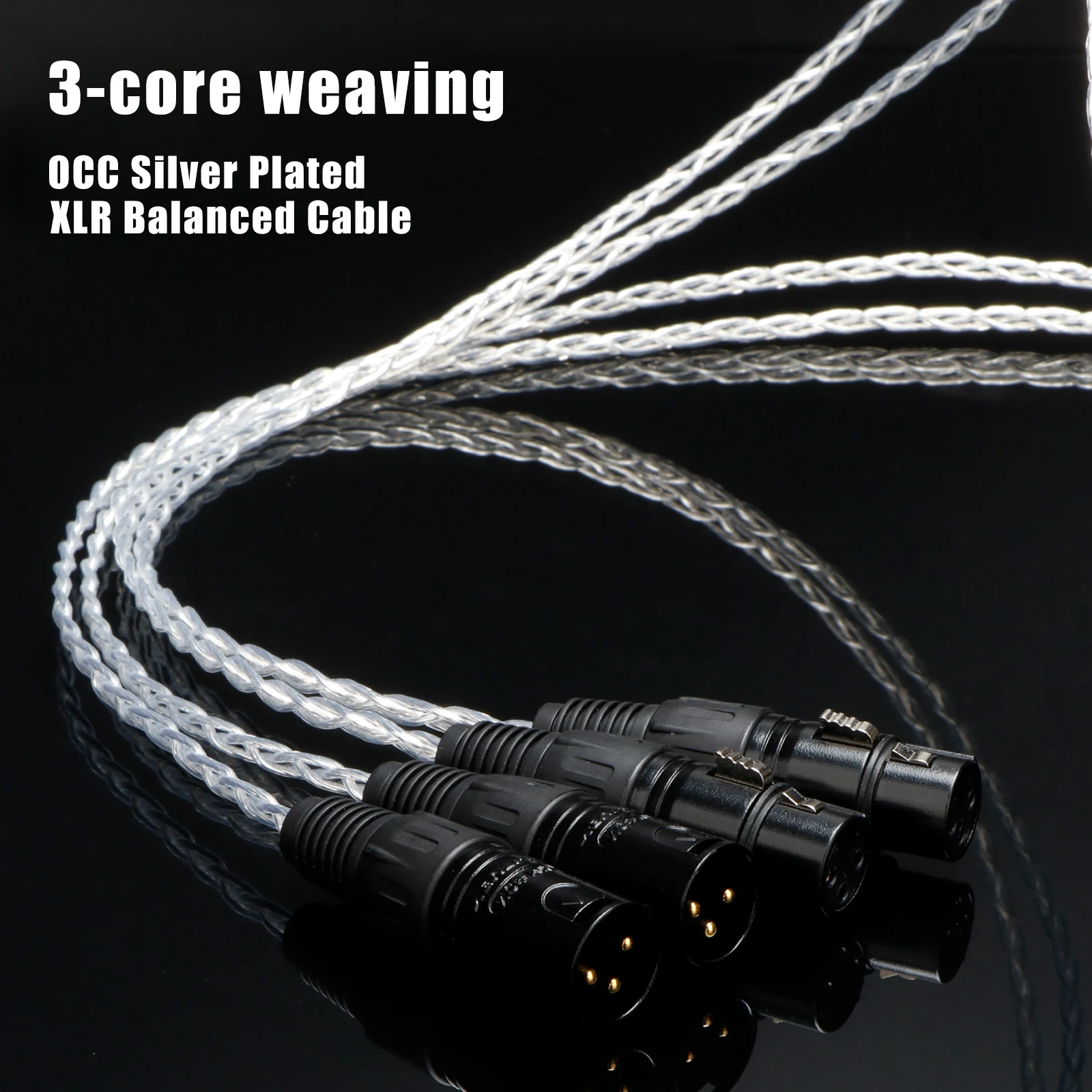 Pair 3AG OCC Sliver Plated RCA Cable xlr balanced cable 3CU signal rca cable Xlr digital cable with PTFE insulation