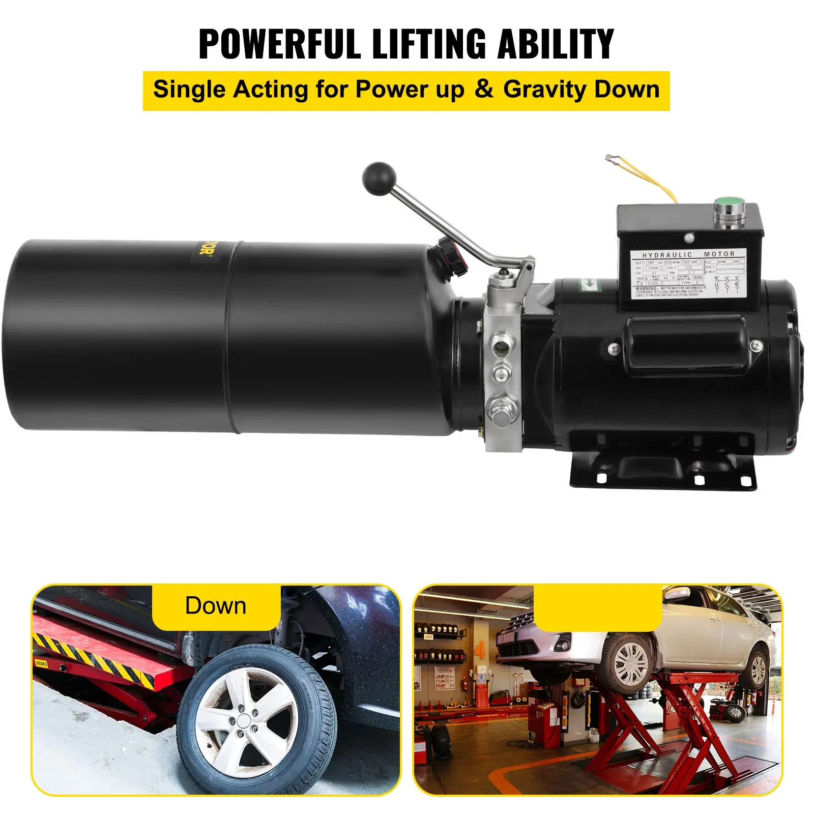 Car Lift Hydraulic Pump with 10L Tank Single Phase 220V 110V Power Unit Vehicle Hoist for Auto Repair and Aerial Platform