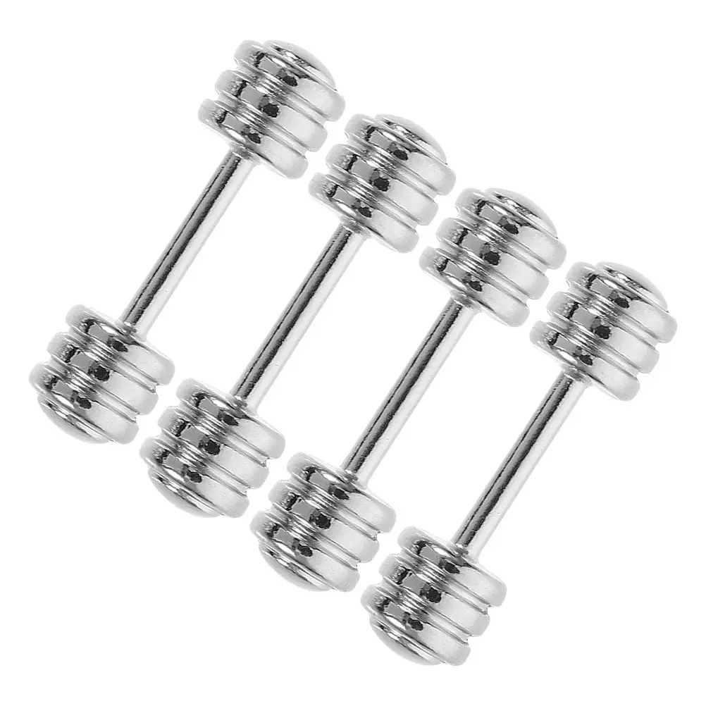 

4Pcs Mini Barbell Set for Dollhouse Miniature Scene Decoration Mini Room Accessories Tiny Sports Equipment Ornament