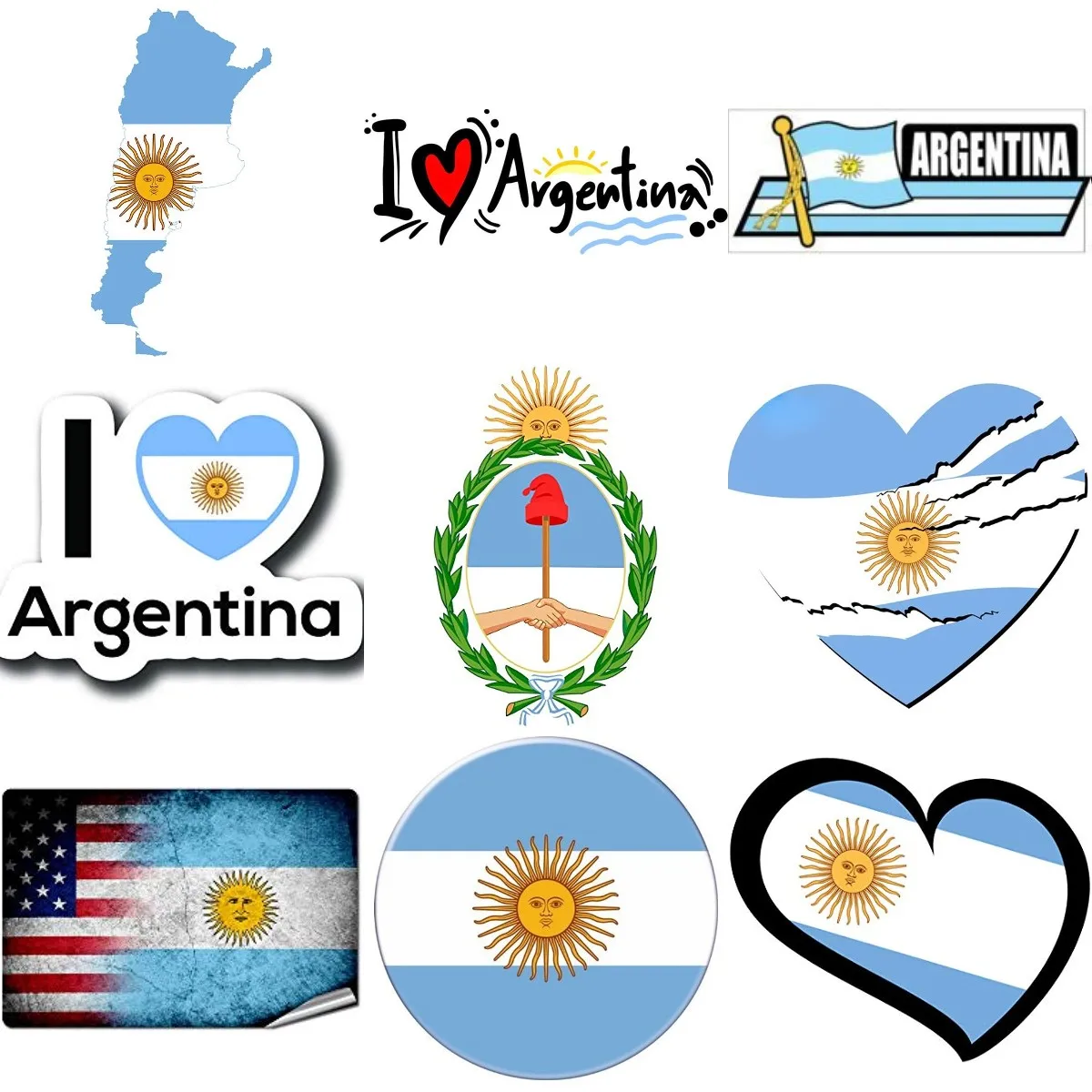 

Argentina Flag Map National Emblem PVC Sticker for Covered Scratch Decorate Bicycle Motorcycle Car Window Van Bicycle Room Wall