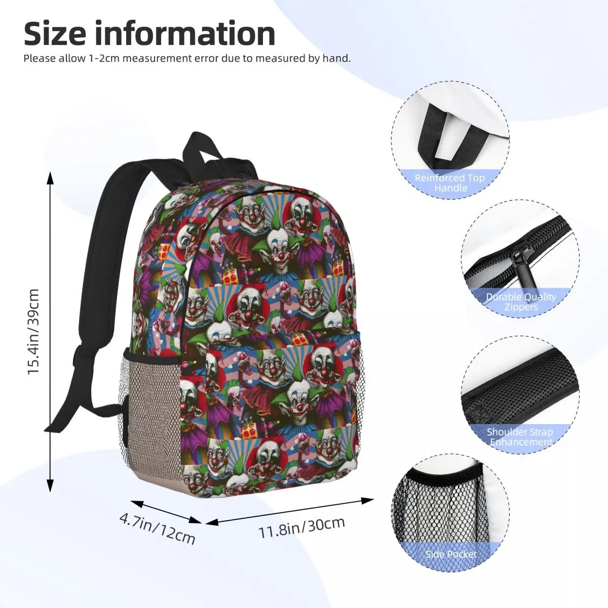Killer Klowns From Outer Space Film Backpack Student Boys Girls BookBag Men Women School Bag Laptop Shoulder Bags