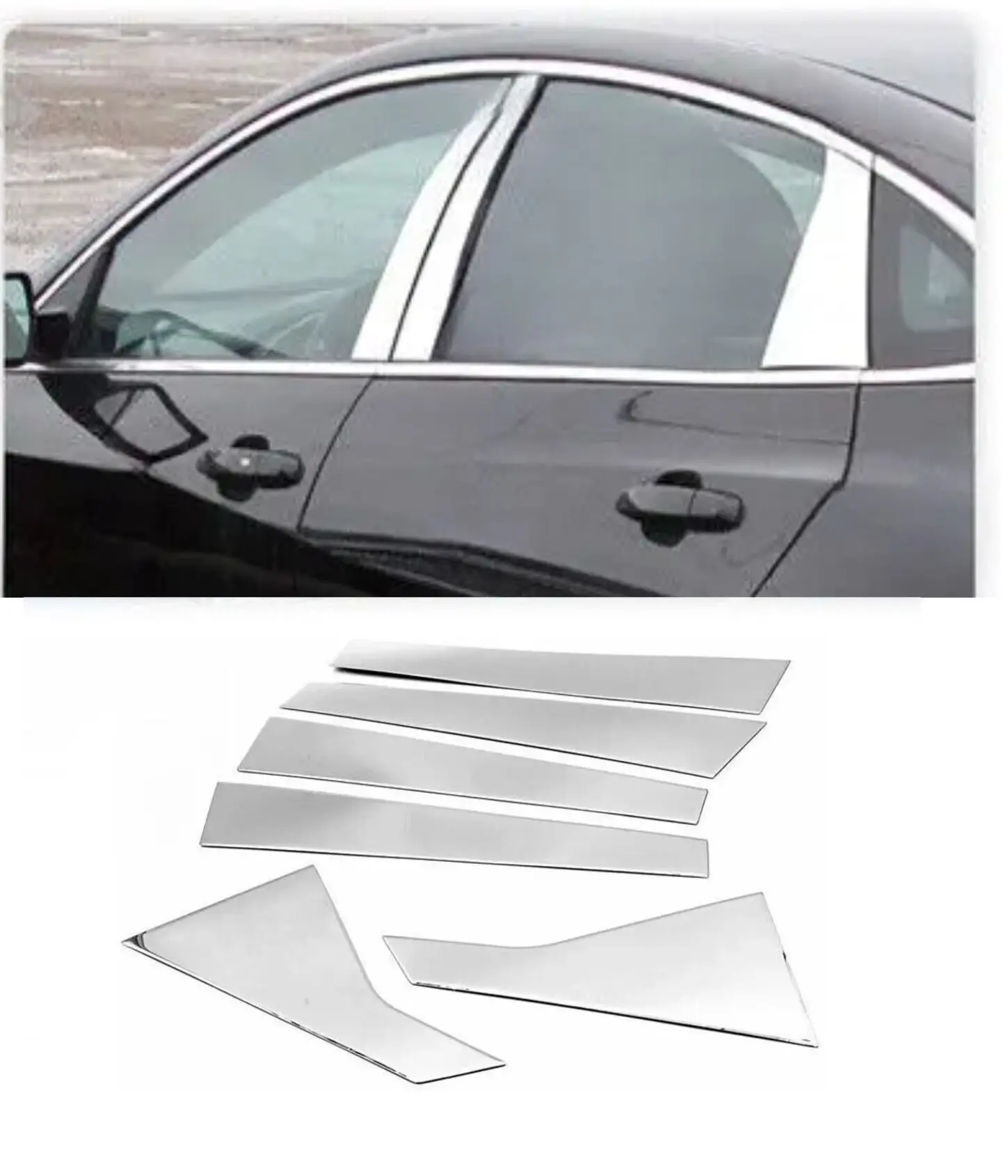 

6PCS Silvery Chrome Plated Pillar Posts Fit For Chevrolet Malibu 2016-2024 Window Door Side Trim Cover Sticker Decal