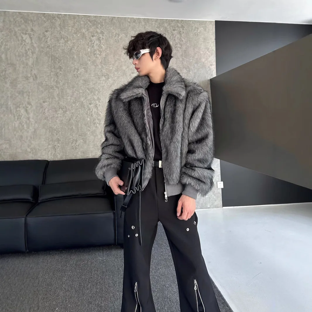 2024 Winter Herfst Winter Heren Nieuwe Vos Imitatie Bontjas Bont Mode Verdikte Warme Jas