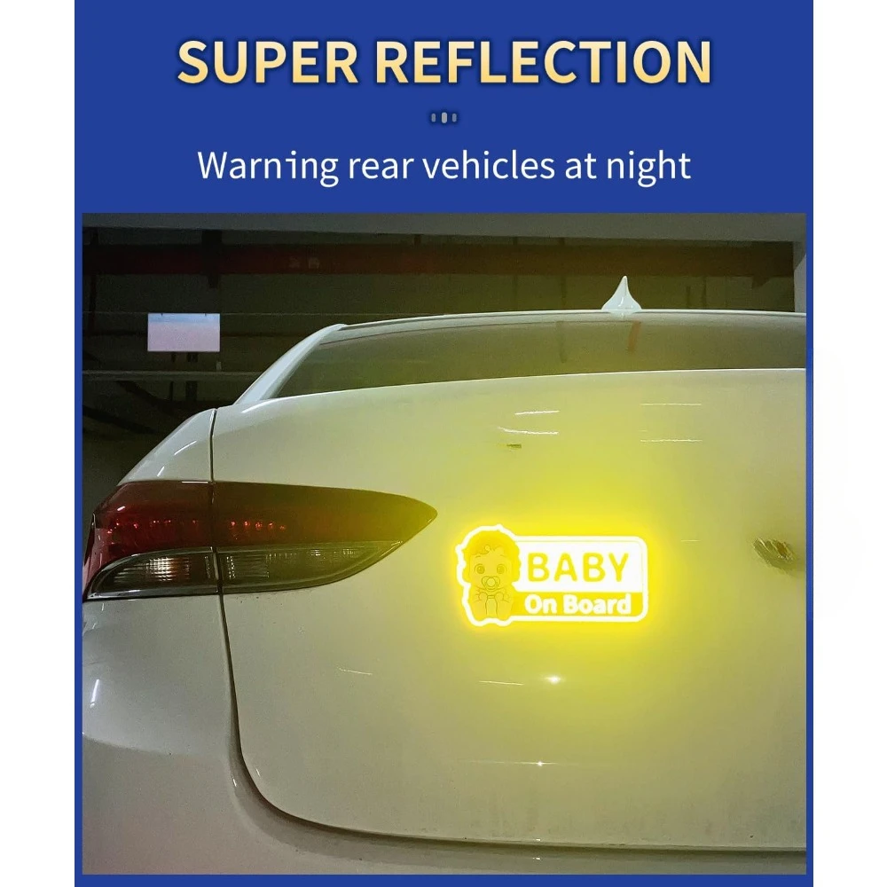 1PC Baby On Board Reflective Safety Warning Signs Car Stickers Waterproof Vinyl Decals Auto Bumper Trunk Body Vehicle Decoration