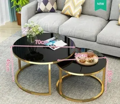 Tempered Glass Round Coffee Table for Living Room 2 in 1 Combination Cafe Table Easy Assembly Center Table