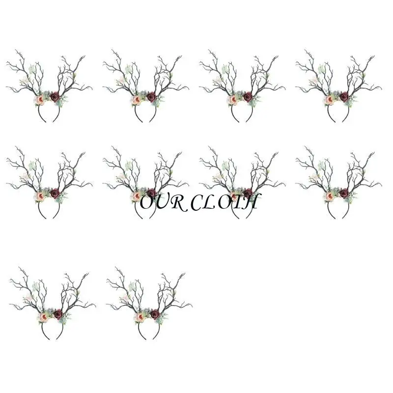 10Pcs Horn with Flower Pattern Headpiece for Children Girls Boys Adjustable Size Perfect for Parties and Celebrations Y1AC