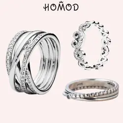 Homod Sparkling and Polished Lines Rings for Women Femalefashion Dating Engagement Jewelry Party Accessories