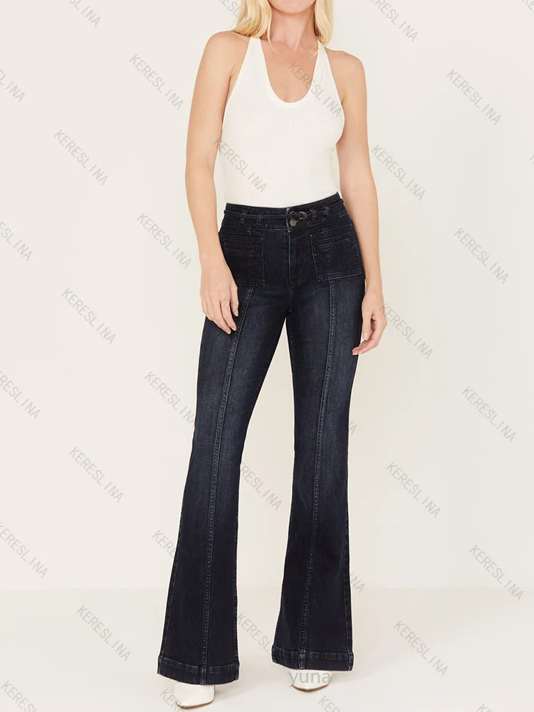 

Vintage Women's Denim Trousers Punk American Style Y2K Slim Bootcut Pants Emo Girls Gothic Chic Casual Streetwear Fashion Jeans