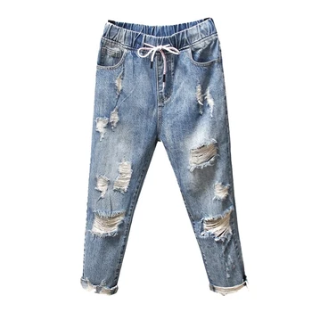 Zomer Ripped Boyfriend-Jeans Voor Women Modus Losse Vintage Hoge Taille Jeans Plus Größe Jeans 4XL Pantalones Mujer Vaqueros