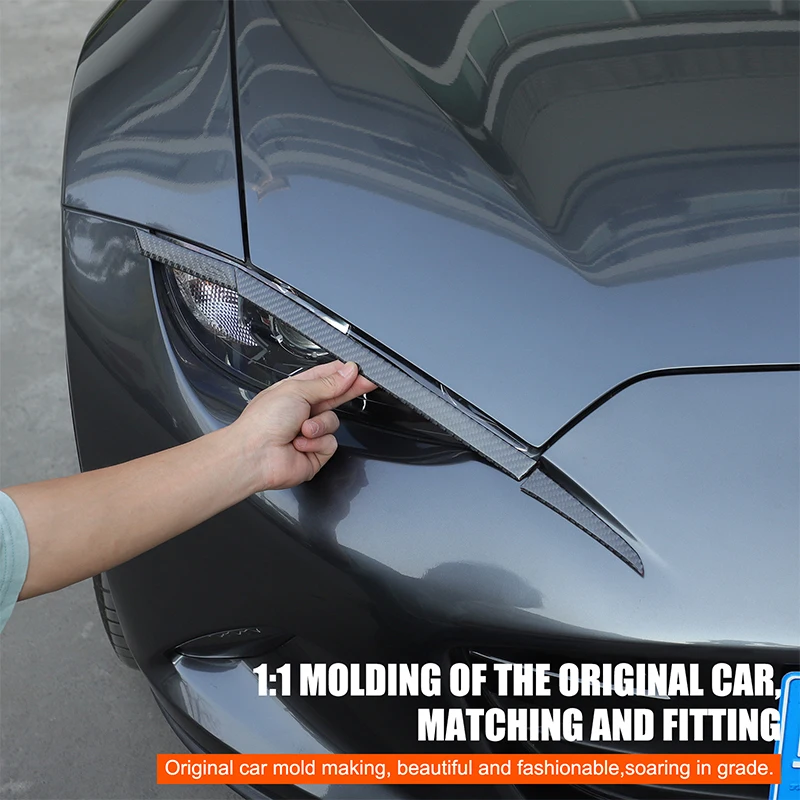 For Mazda MX-5 Miata ND 2016-2025 Real Soft Carbon Fiber Headlight Eyebrow Decorative Strip Eyebrow Decorative Sticker