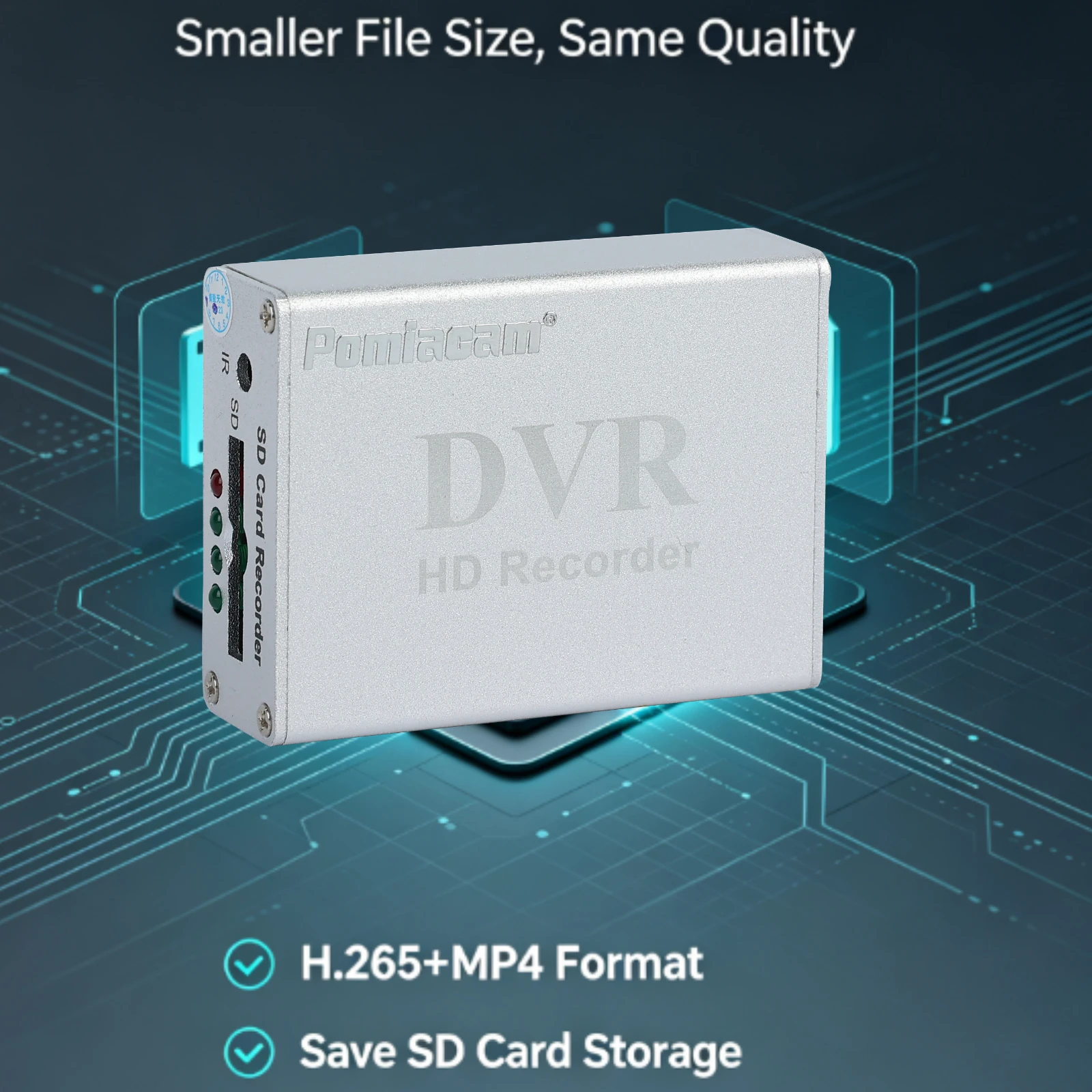 Portable 1CH SD Card DVR AV Input Output Mini Video Recorder Max 512GB TF Card Loop Recording Multi-language For Security Camera