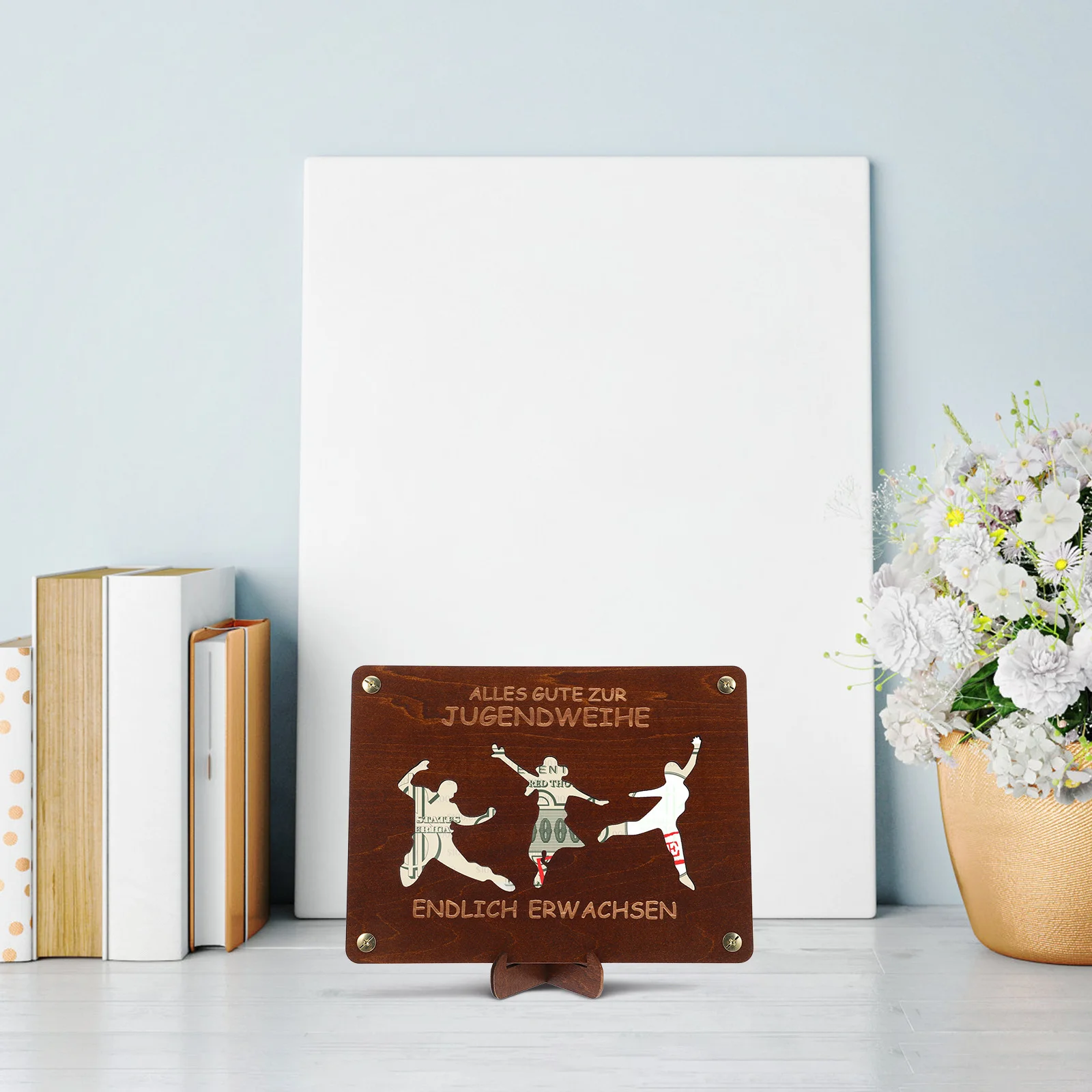 Wood Money Container Rectangular Durable Cash Holder Portable Graduation Money Wallet Display Cash Organizer Graduation Gifts