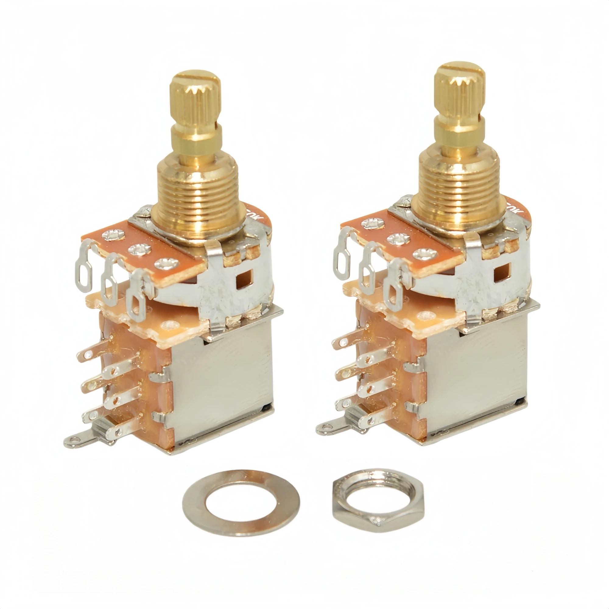 Miwayer A250K/B250K/A500K/B500K Guitar Push/Push Potentiometer Brass Long Split Shaft for Electric Guitar Upgrade Parts