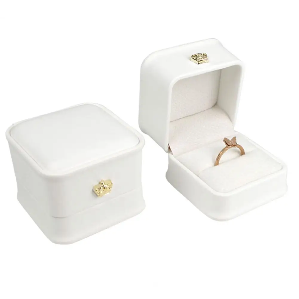 Caja de anillo de boda de compromiso, estuche cuadrado de terciopelo para joyería, soporte de exhibición, caja de anillo para pareja, caja de regalo, almacenamiento de exhibición de anillo y pendiente