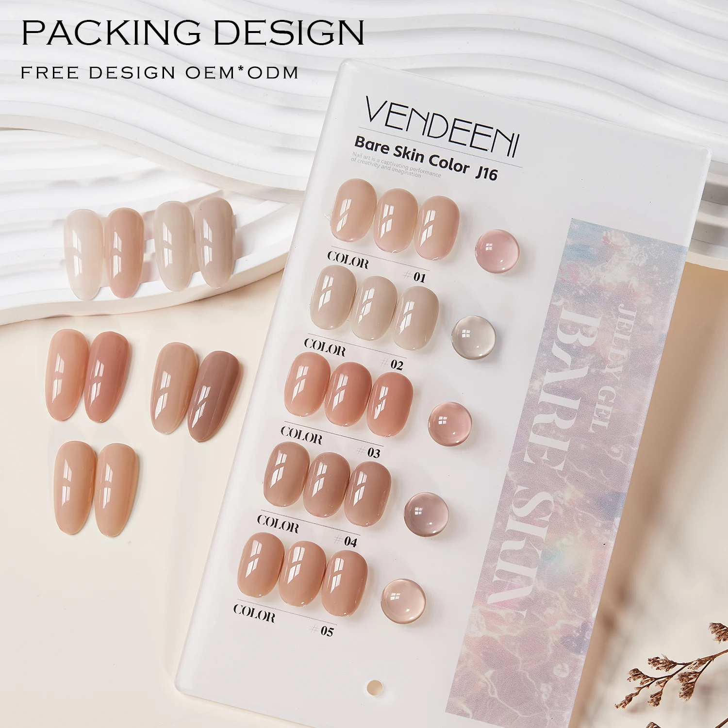 Vendeni 2025 مصنع موضة جديدة رائجة البيع مسمار الفن كيت عارية الجلد الأشعة فوق البنفسجية هلام صالون الأظافر بالجملة 5 ألوان الأشعة فوق البنفسجية هلام طلاء الأظافر عدة