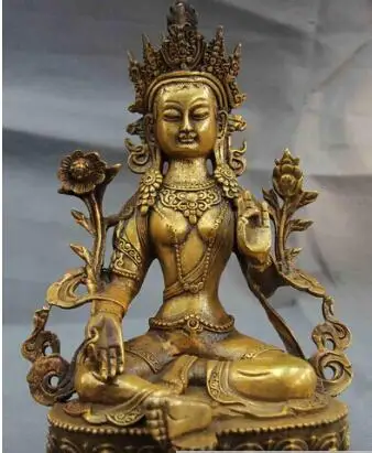 

Tibet Buddhism Temple Copper Bronze Green TaRa Kwan-Yin Guan Yin Buddha Statue