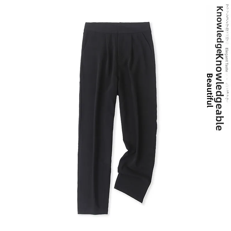 

High Waist Straight Leg Suit Pants Pure Color Casual Versatile Spring Summer Women's Fashion Trousers Side Pocket Design