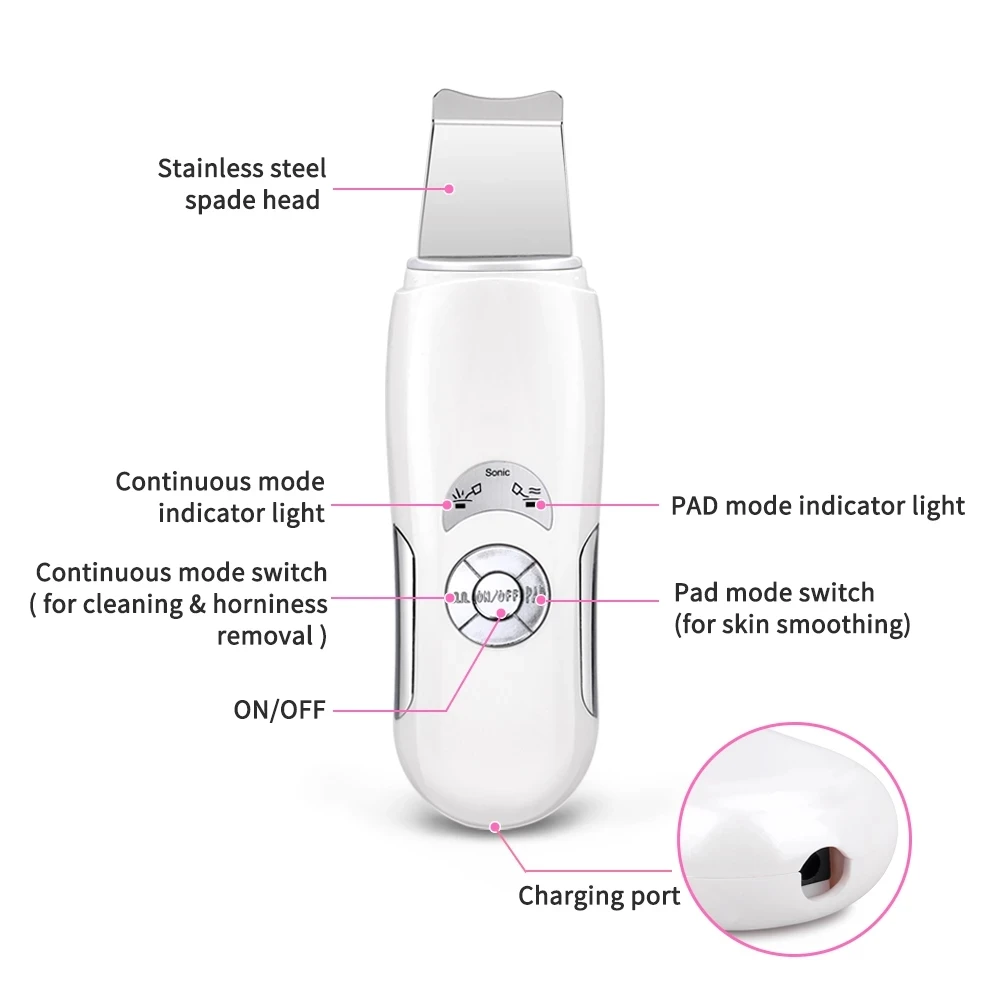 Ultrasonic Skin Scrubber Face Cleaner Deep Face Cleaning Pore Peeling Blackhead Removal Home Use Facial Beauty Machine