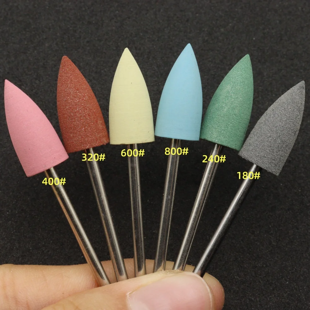 1 Stück 8mm V-förmiger Silikon-Nagelbohrer 2,35mm Schaft Nagelpolierkopf für Maniküre-Pediküre-Werkzeug