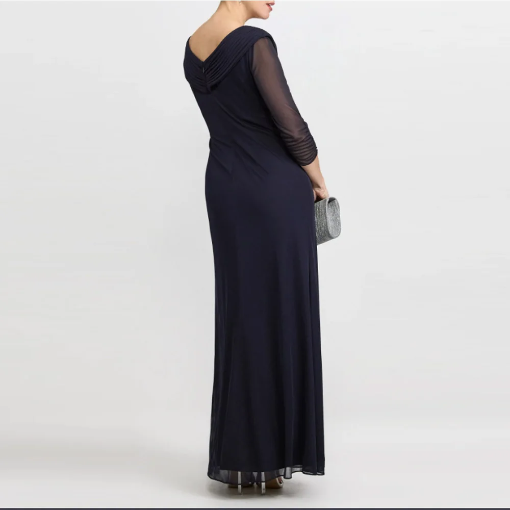 Elegant Mother of the Bride Dress A-Line V-Neck Wedding Guest Dresses Chiffon Pleat Split Front Applique Evening Gown Customized