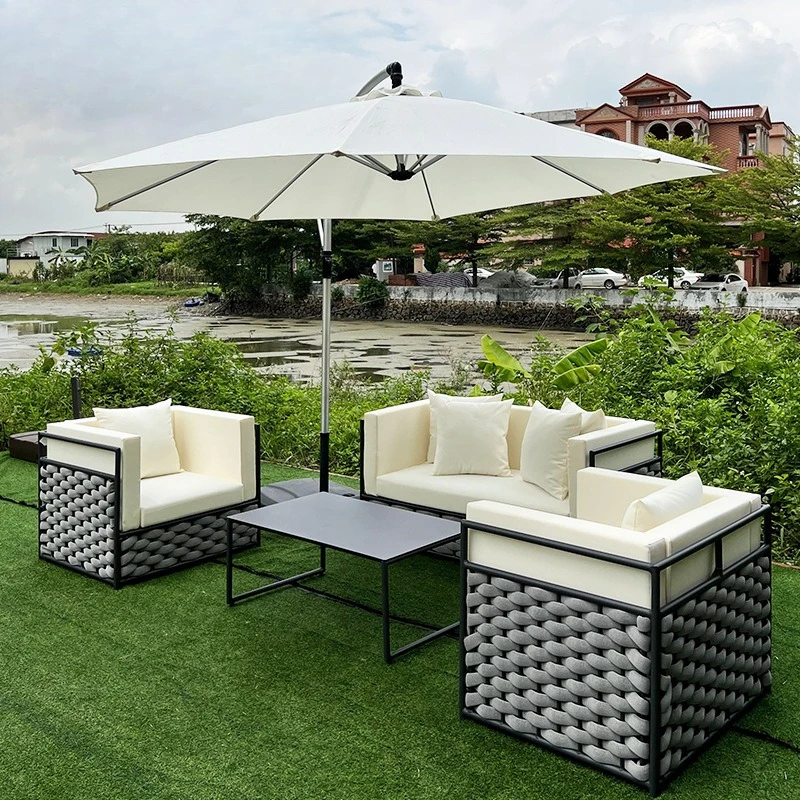 

Outdoor Garden Scenic B & B Outdoor Sofa Patio Terrace Rooftop Aluminum Alloy Small Coffee Table Combination Table and Chair