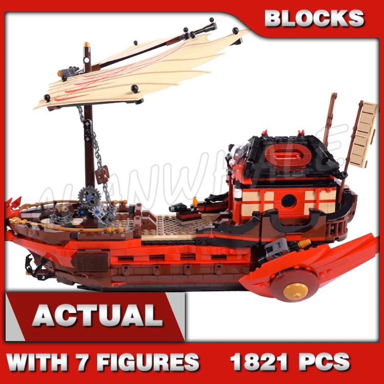 

1821pcs Shinobi Legacy Destiny's Bounty Boat Battle Ship Moving Sails Samurai X 11558 Building Blocks Sets Compatible With Model