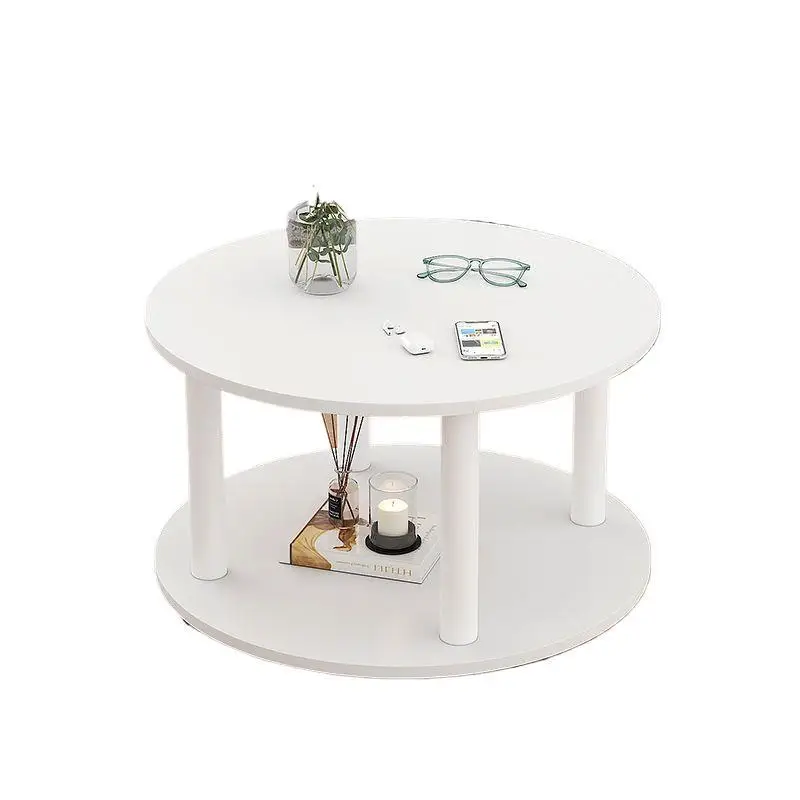 

Round rock slab glass wooden board coffee table small apartment living room household side table