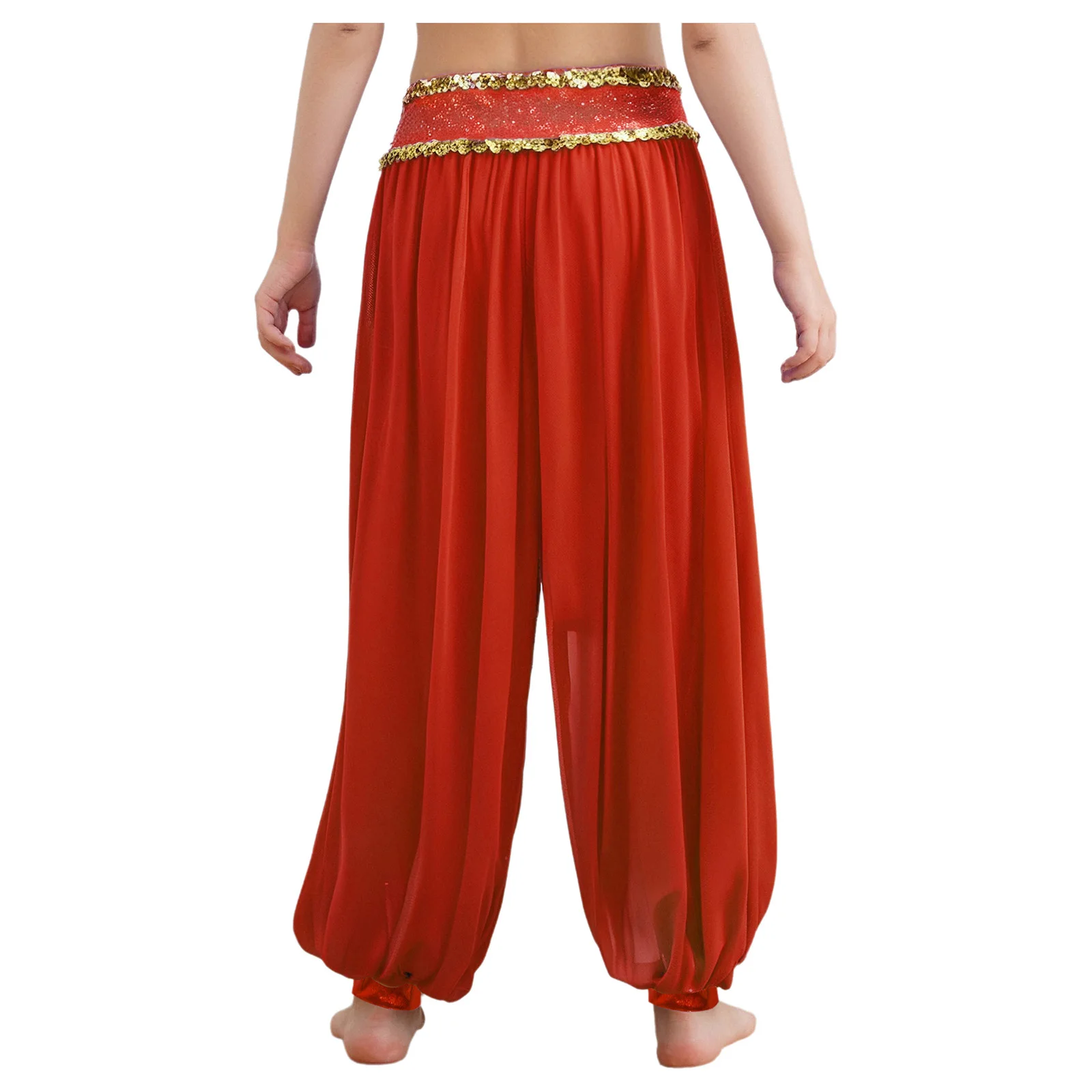 Kinder Mädchen Bauchtanz Performance Kostüm Glänzende Pailletten Hosen Reißverschluss Sheer Mesh Pumphose Halloween Thema Party Hose