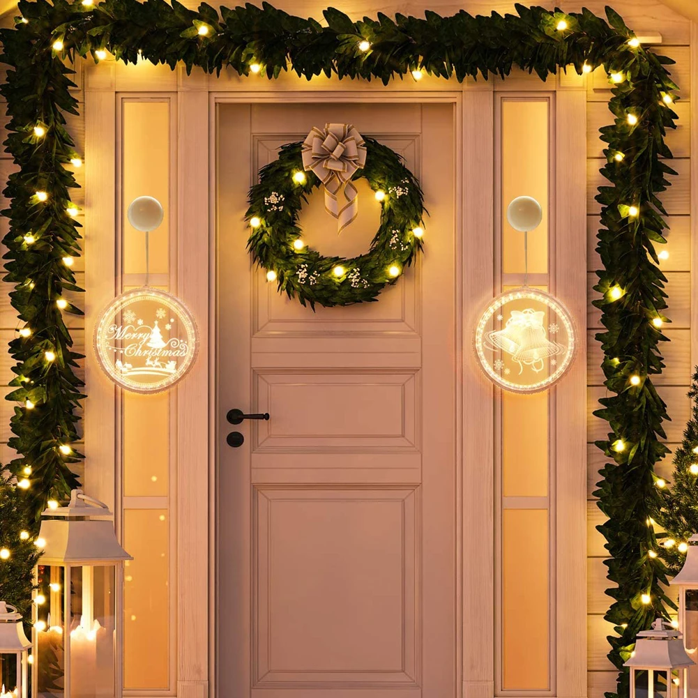 1 قطعة عيد الميلاد LED سلسلة ضوء للنوافذ ، معلقة ثلاثية الأبعاد سلسلة ضوء بطارية شجرة عيد الميلاد مصابيح تعليق للداخلية في الهواء الطلق