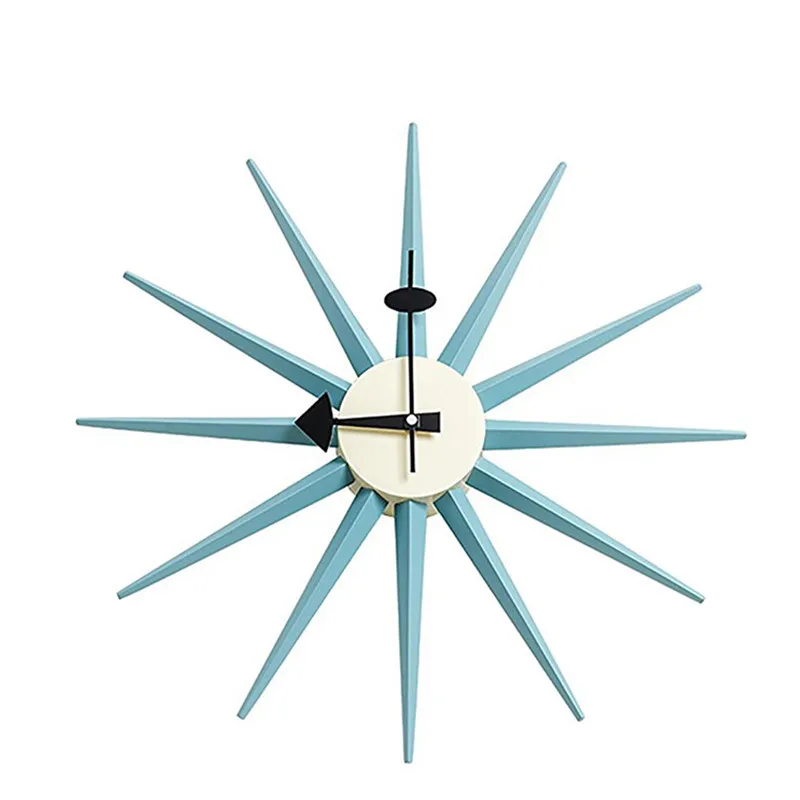 Mid Century Wandklok Walnoot Houten Starburst Klok Replica George Nelson Sunburst Klok voor Decoratieve Kantoor Muur Woonkamer