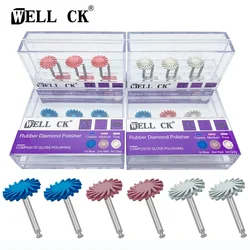 WellCK 6 adet/takım Diş Kauçuk Parlatıcı Kompozit Reçine Parlatma Elmas Sistemi RA Disk Kiti 14mm Tekerlek Spiral Esnek Fırça Burs