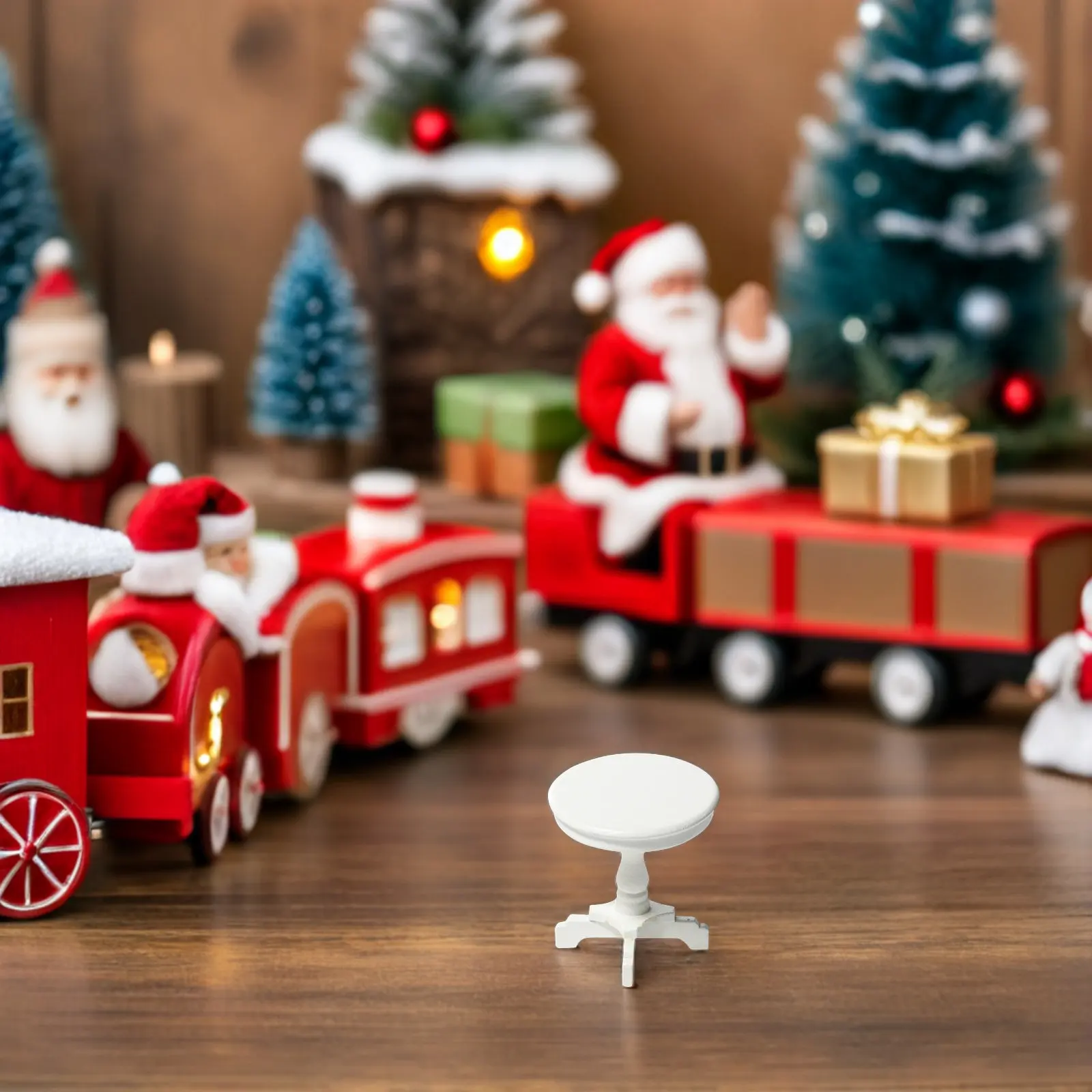 

Набор из 2 миниатюрных круглых столиков: белая деревянная мебель для кукольного домика, для создания сказочного сада, для ролевых игр, для детского творчества