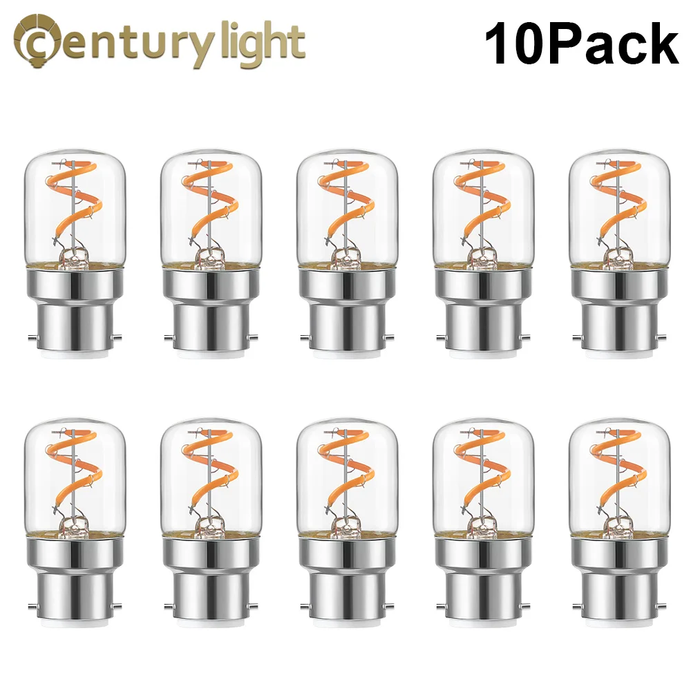 Vintage Tubular Led Bulb T28 Spiral Filament B22 Bayonet Bulb 1.5 Watt 2200K Clear Glass Dimmable Edison Antique Mini Tube Lamps