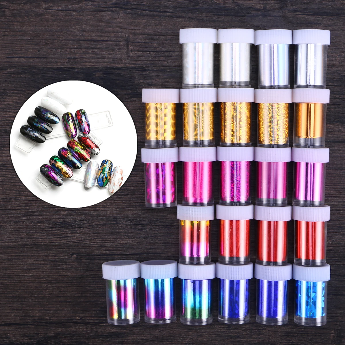 

24Pcs Colorful Sky Nail Stickers Easy Apply Self-Adhesive Nail Art Decals for Birthday Holiday Manicure Supplies