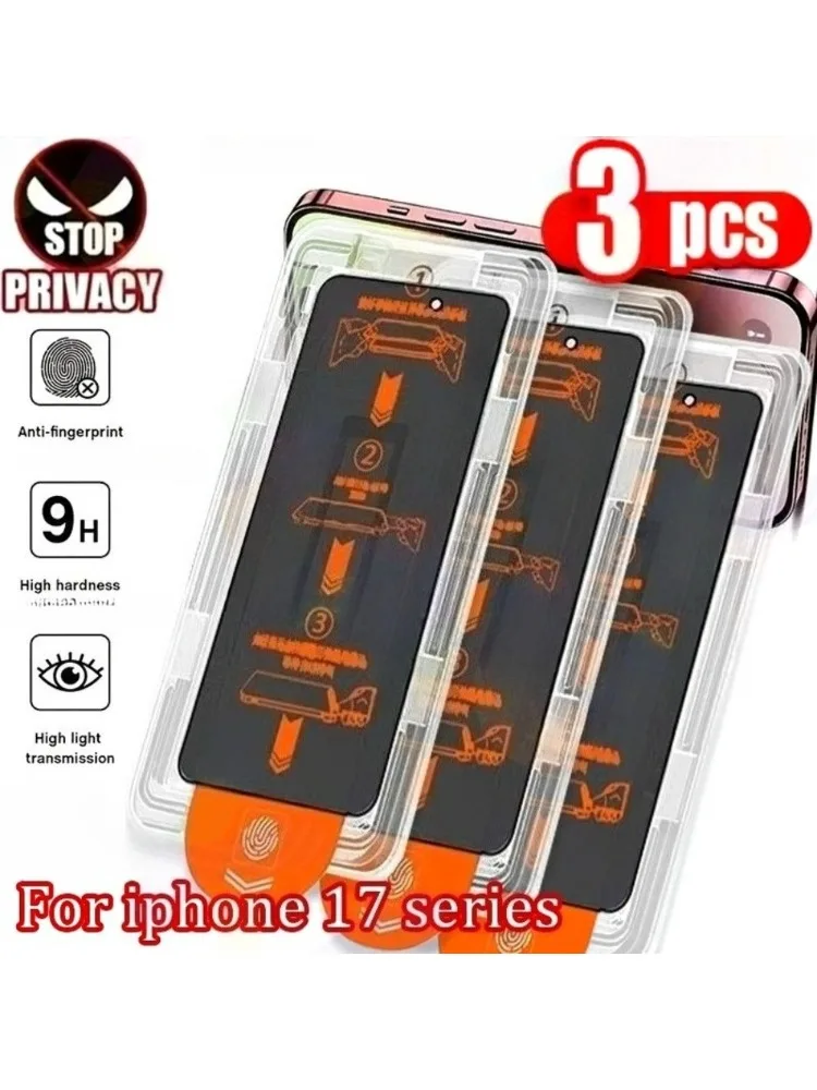 3 szt. Szkła ochronnego na ekran iPhone 17 16 15 14 Pro Max 16 15 Plus 13 12 11 Pro 17 Air XR XS, bezpyłowe montaż, antyszpiegowe — zdjęcie produktu 7
