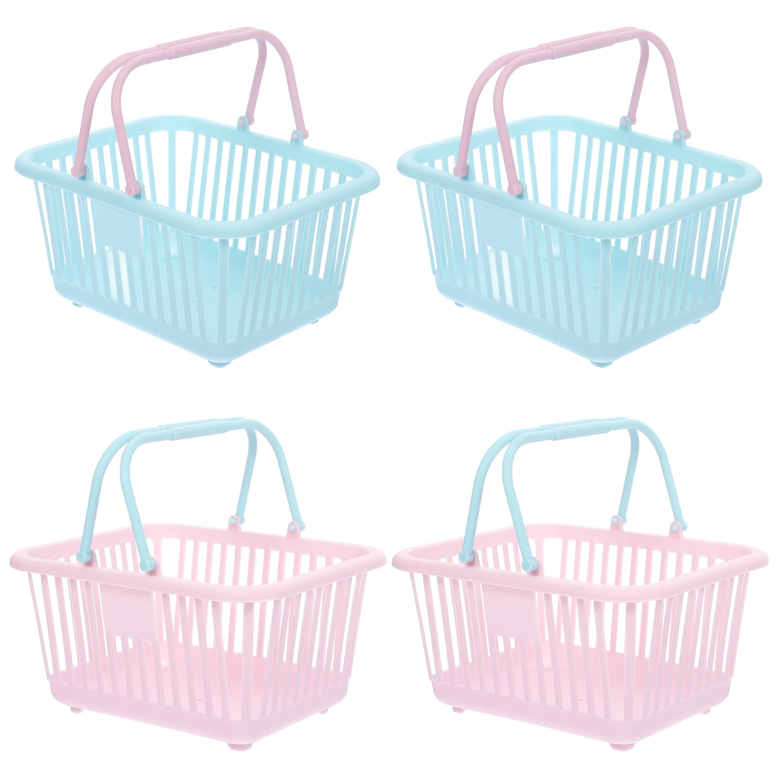 4 Pcs Picking Basket Hamper Small Shopping Pretend Bathroom Shower Plastic with Handles Baskets