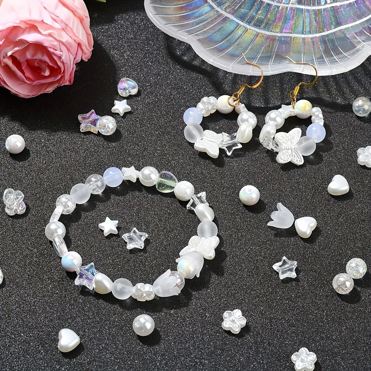 15 Grid Bead Decoration Kit, Pure Color Matching, Heart, Pentagram, DIY Creative Beads, Bracelet, Necklace, Decorative Bead image 2
