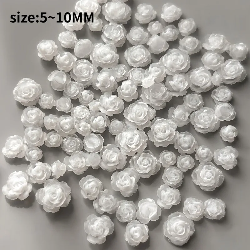 50Pcs DIY Fashion Manicure Accessory Wholesale Vintage 3D Rose Flowers Nail Art Jewelry Decoration Colorful Halo Dyeing Camellia