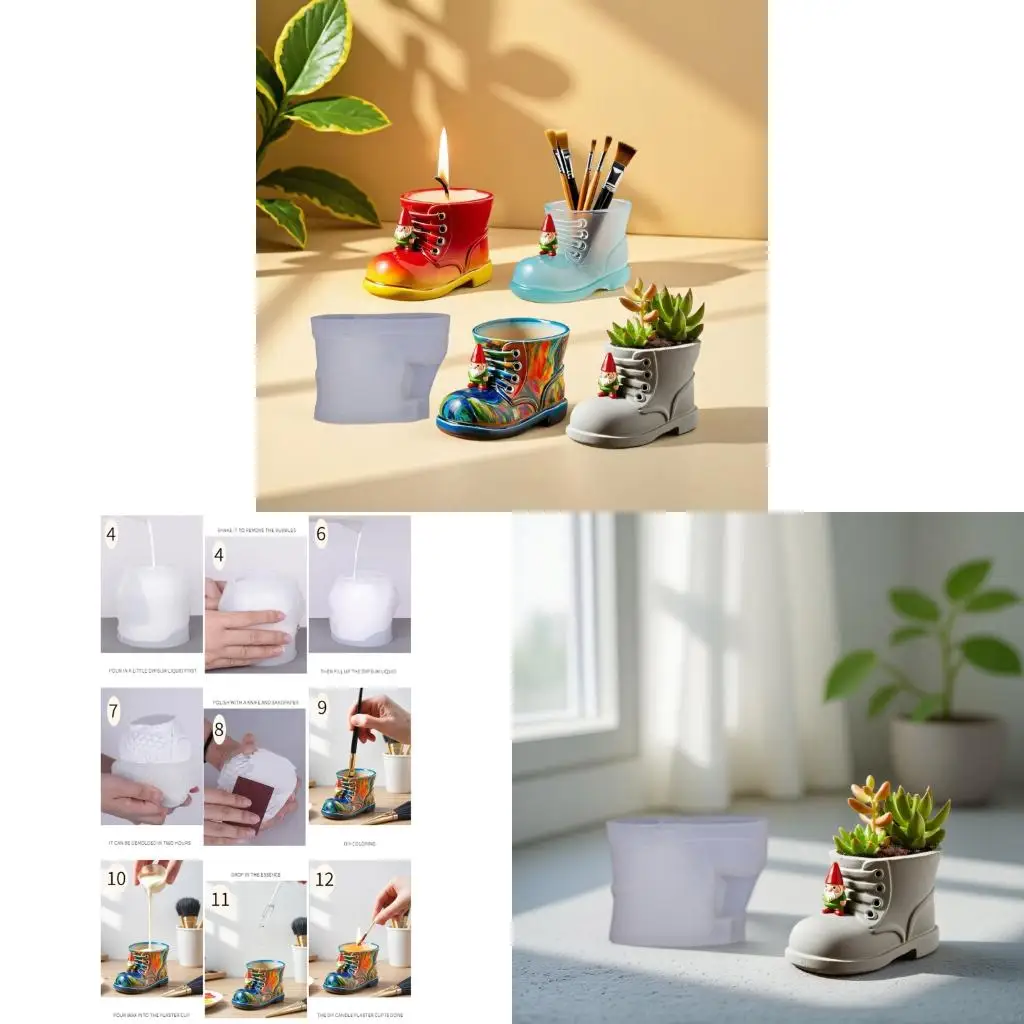 

Flexible Silicone Shoe Vase Casting Mold For Resin Craft Jewelry Container