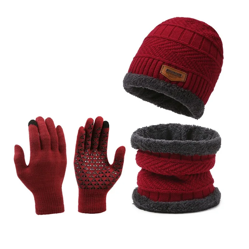 Knitted Warm 3Pc/Set Suitable for Outdoor Travel in Winterdaily Commutingtouch Screenanti Slipmen's Essential Set Keeping Warm