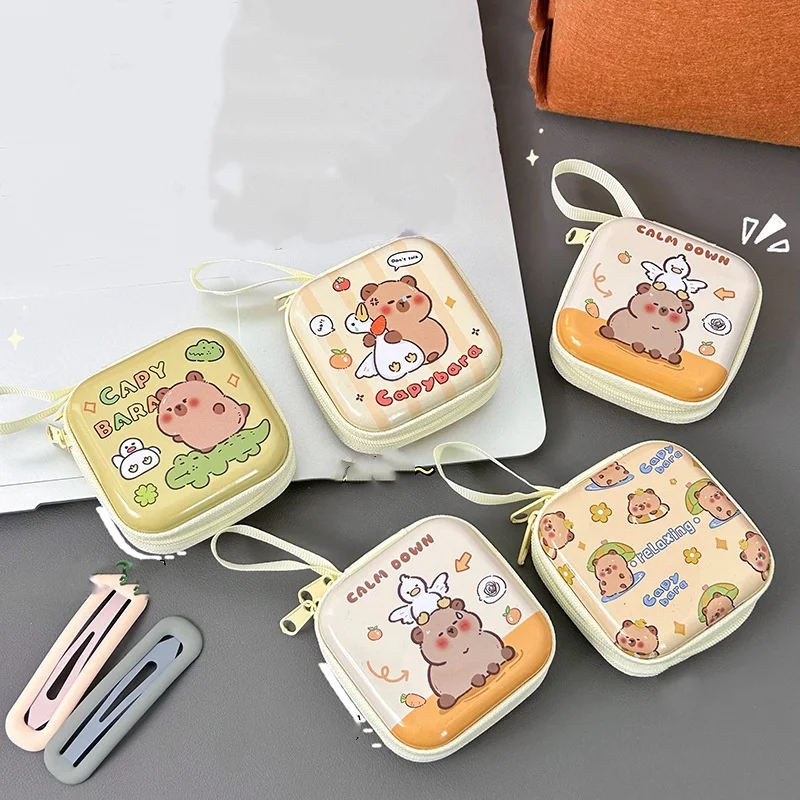 لطيف كابيبارا محفظة نسائية للعملات المعدنية المحمولة مقاوم للماء حقيبة التخزين الكرتون حقيبة مفاتيح صغيرة محفظة صغيرة حاملات للعملات المعدنية