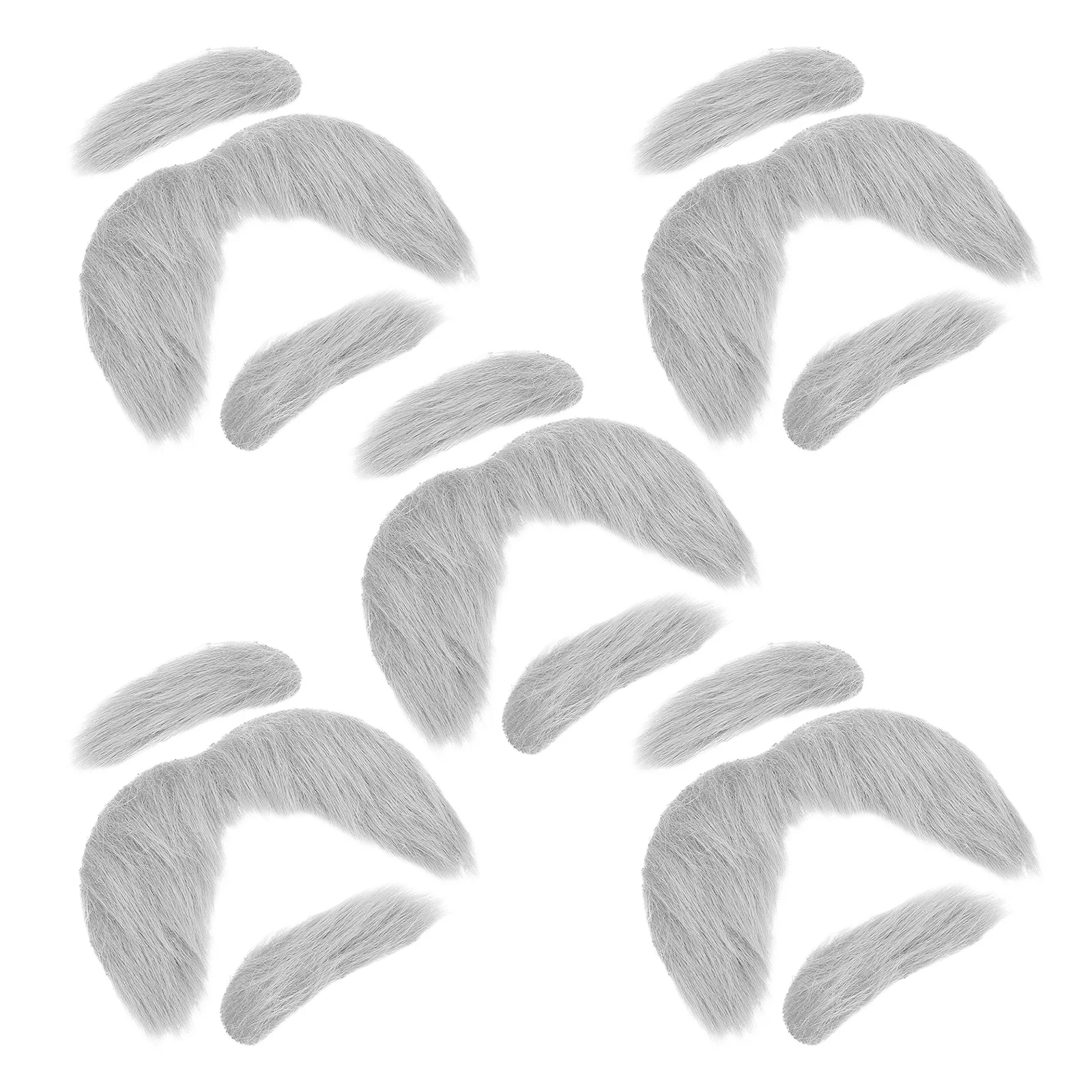 5 Juegos de cejas de bigote de barba falsa gris realista, accesorios de disfraz autoadhesivos, accesorios de fiesta de Cosplay, bigote de disfraz
