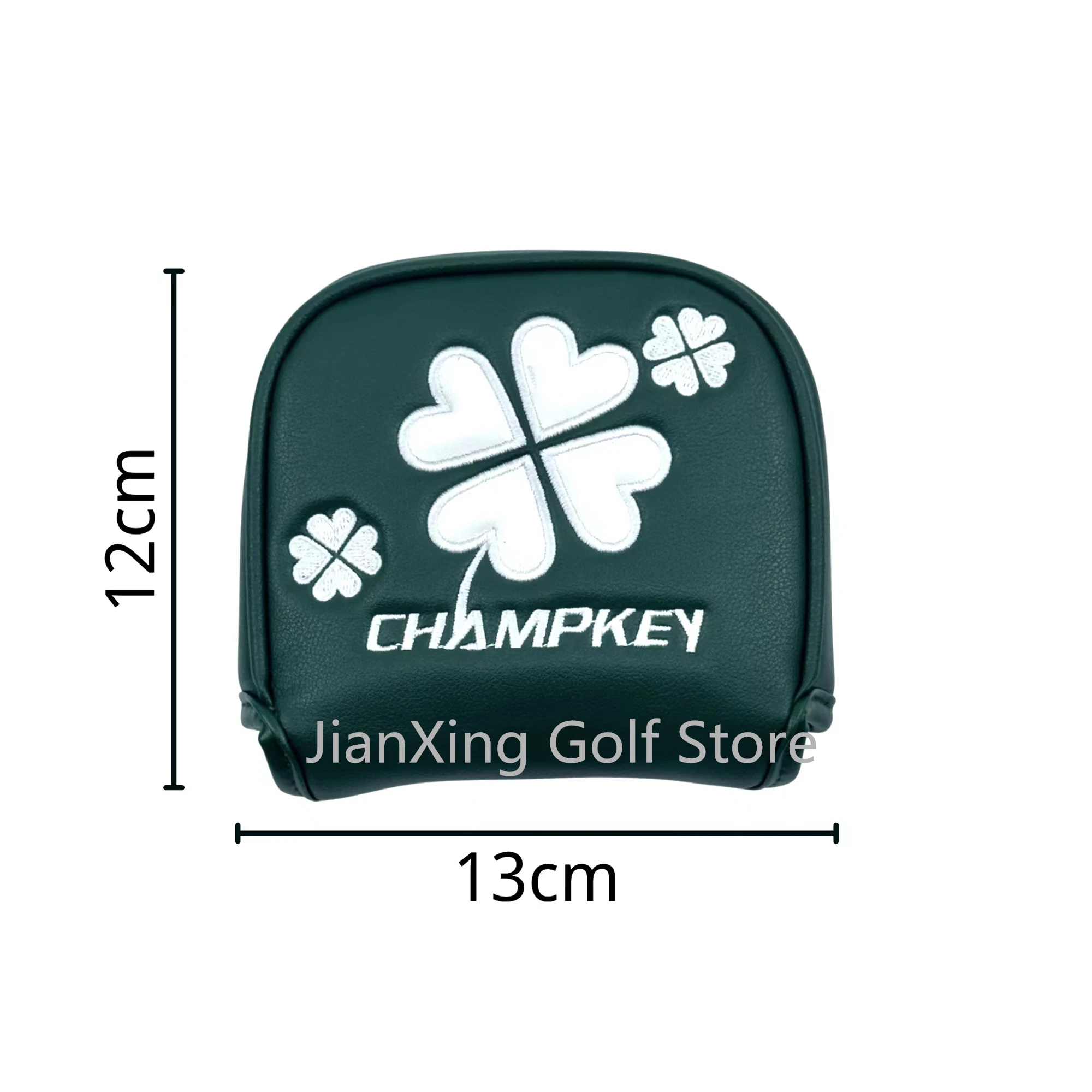 lucky Clover Pattern Golf Putter Cover PU Leather Large Mallet Golf Head Cover Magnetic Closure Golf Head cover
