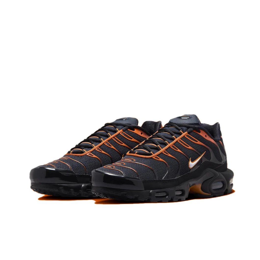 Nike-Air Max Plus TN chaussures de course, baskets basses pour hommes, confortables, absorption des chocs, décontractées, noir et orange