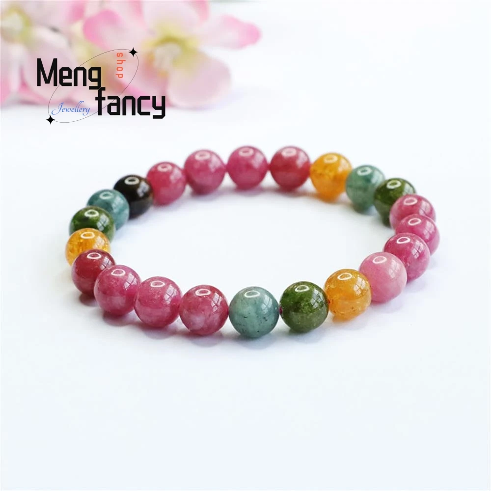 

New Color Natural Tourmaline Exquisite Elegant Simple High-grade Brazilian Rainbow Bracelet Sexy Young Girls Luxury Fine Jewelry