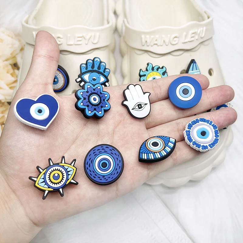 New Arrival Evil Eyes Shoe Charms for Crocs Accessories Charms Decoration Shoe Pin Bracelet Wristband Kids Adult Party Gifts