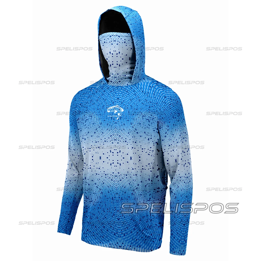 Fishing Hood Riding Tops Wear UPF 50+ Running T-shirt Cap Beach Gear Long Hoodies Outdoor Sports Blue Water Swim Surfing Dress