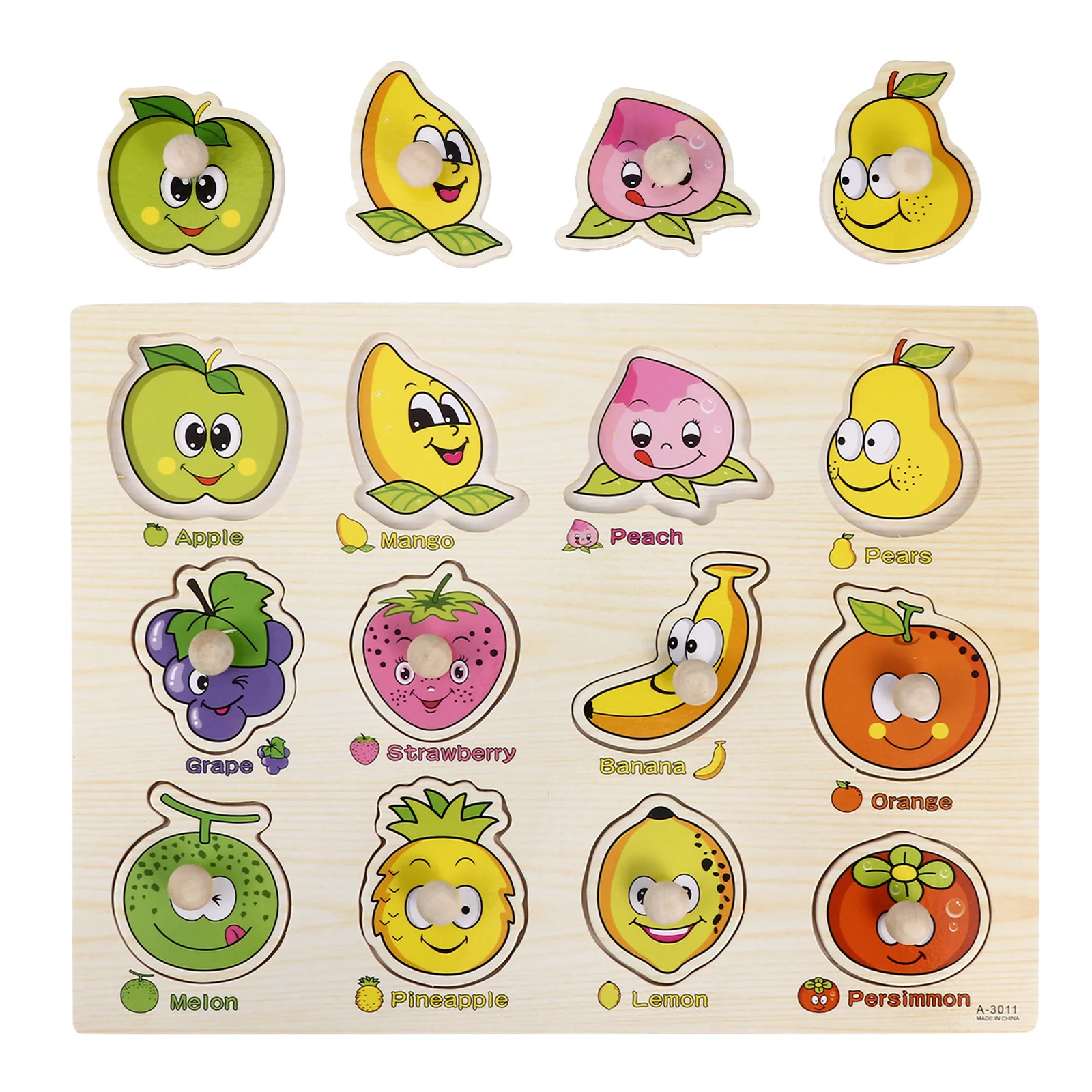 1 ensemble 1 ensemble de Puzzle de fruits en bois pour enfants, jeu d'apprentissage précoce, jeu éducatif pour enfants
