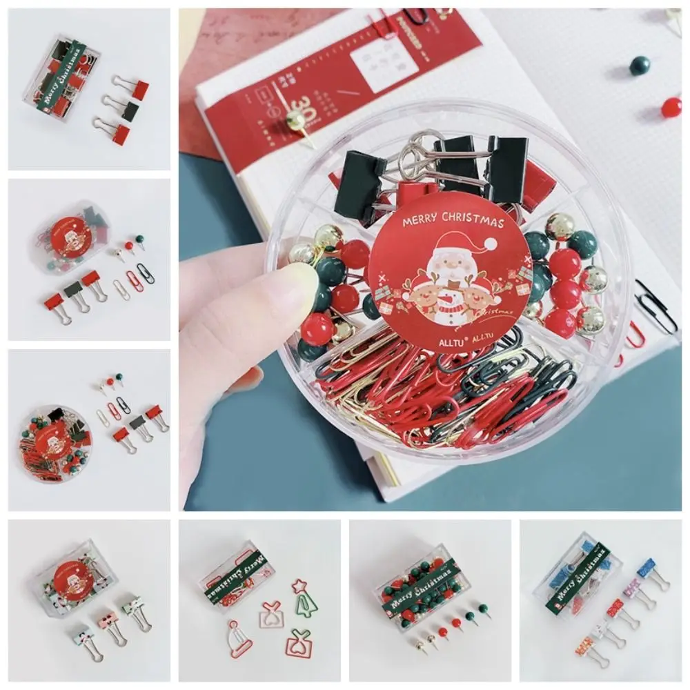 바인딩 용품 크리스마스 시리즈 바인더 클립 긴 꼬리 클립 편지지 푸시 핀 종이 클립 금속 폴드백 클립