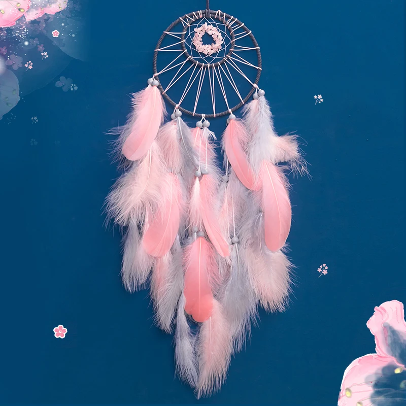 Dream Catcher Crystal Wind Chime Hand-woven Feather Wall Hanging Ornaments Bedroom Decorations Birthday Holiday Gifts Home Decor